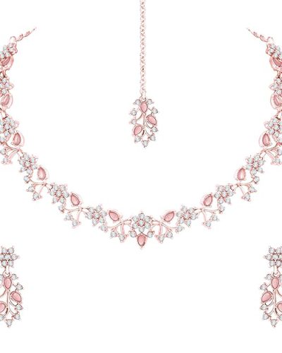 Atasi International American Diamond AD with Colorful Crystal Necklace Jewellery Set…