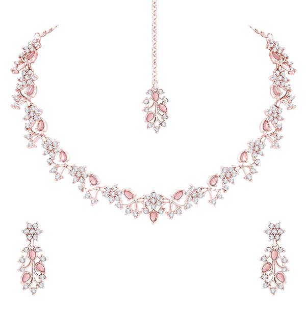 Atasi International American Diamond AD with Colorful Crystal Necklace Jewellery Set…