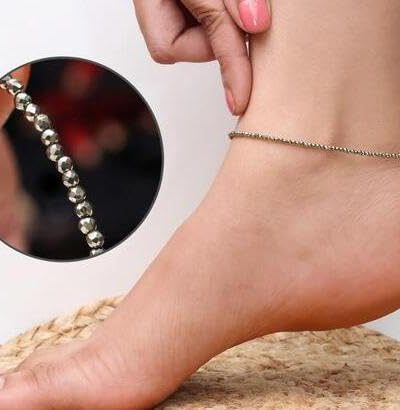 Certified Raw Pyrite Anklet For Women Stylish- Stone of Money, Protection & Power,…