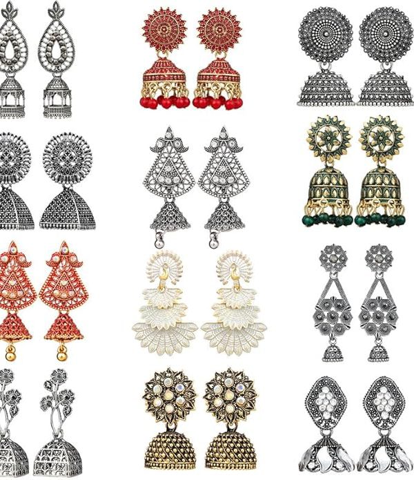 Fashion Frill Earrings For Women Floral Vintage Design Traditional Drop Jhumke For…