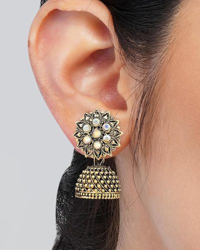 Fashion Frill Earrings For Women Floral Vintage Design Traditional Drop Jhumke For…