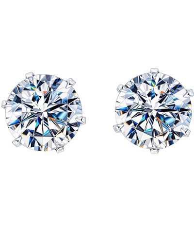 HIGHSPARK 925 Silver Solitaire Stud Earrings
