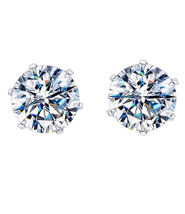 HIGHSPARK 925 Silver Solitaire Stud Earrings