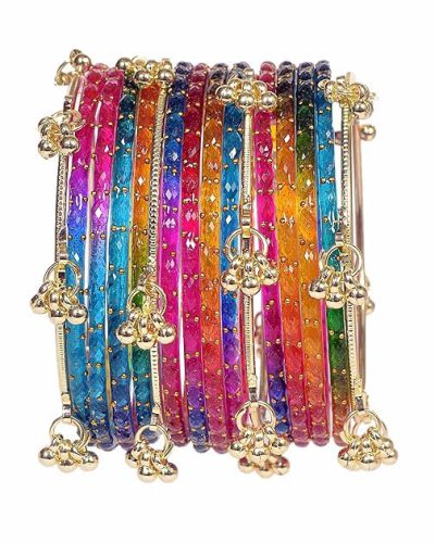 Kashmiri Ghangharoo Glass Bangle Set for Women