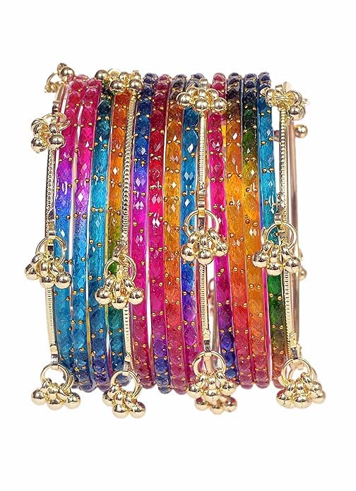 Kashmiri Ghangharoo Glass Bangle Set for Women