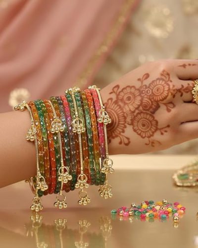 Kashmiri Ghangharoo Glass Bangle Set for Women