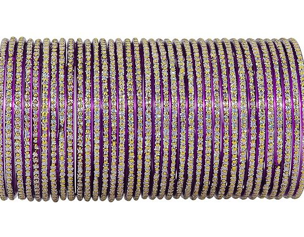 NMII Glass with Polka Dots & Glitter Stylish Fancy Bangles Set For Women & Girls