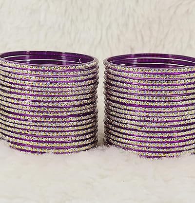 NMII Glass with Polka Dots & Glitter Stylish Fancy Bangles Set For Women & Girls