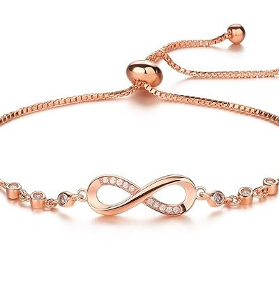 Nilu’s Collection Infinity Shape Cubic Zirconia Diamond Bracelet for Women