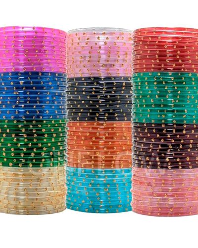 ONFLOW 12-Color Indian Glass Bangles Set for Women