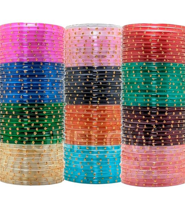 ONFLOW 12-Color Indian Glass Bangles Set for Women