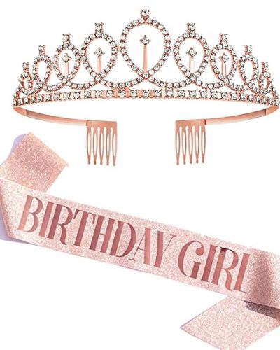Shining Diva Fashion Latest Stylish Birthday Sash and Crown – Pack of 2 Pcs