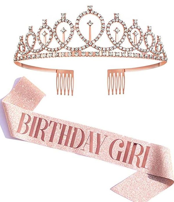 Shining Diva Fashion Latest Stylish Birthday Sash and Crown – Pack of 2 Pcs