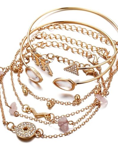 Shining Diva Fashion Latest Stylish Multilayer Gold Plated Bangle Bracelet for Women