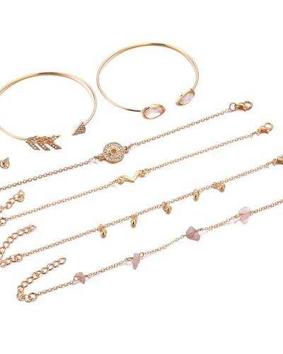 Shining Diva Fashion Latest Stylish Multilayer Gold Plated Bangle Bracelet for Women