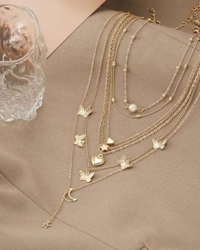 Shining Diva Fashion 5-7 Pcs Combo Latest Stylish Western Necklace Set for Women