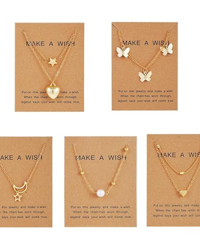 Shining Diva Fashion 5 Pcs Latest Stylish Heart Butterfly Pearl Necklace Jewellery