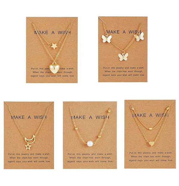 Shining Diva Fashion 5 Pcs Latest Stylish Heart Butterfly Pearl Necklace Jewellery