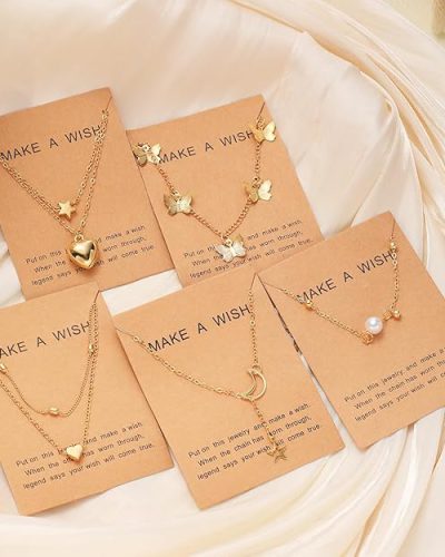 Shining Diva Fashion 5 Pcs Latest Stylish Heart Butterfly Pearl Necklace Jewellery