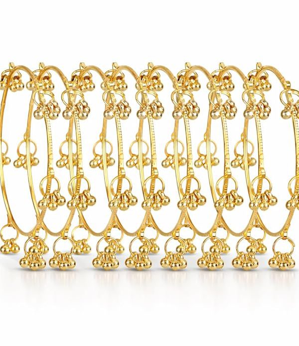 Shining Diva Fashion 8 Pcs Traditional Stylish Ghungroo Kashmiri Bangles Set for Women