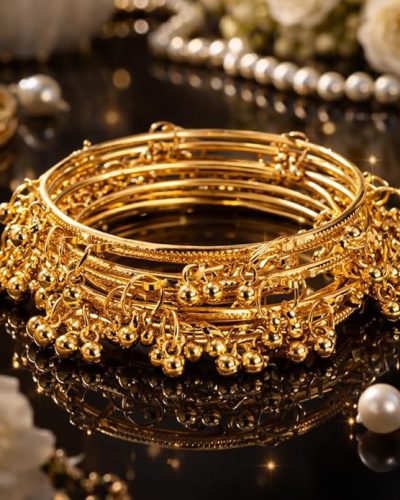 Shining Diva Fashion 8 Pcs Traditional Stylish Ghungroo Kashmiri Bangles Set for Women