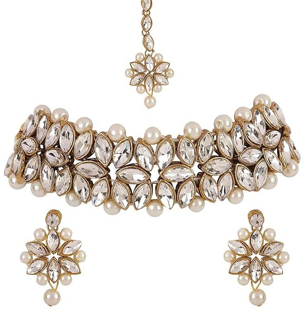 Shining Diva Fashion Latest Choker Design Antique Kundan Traditional Necklace Jewellery