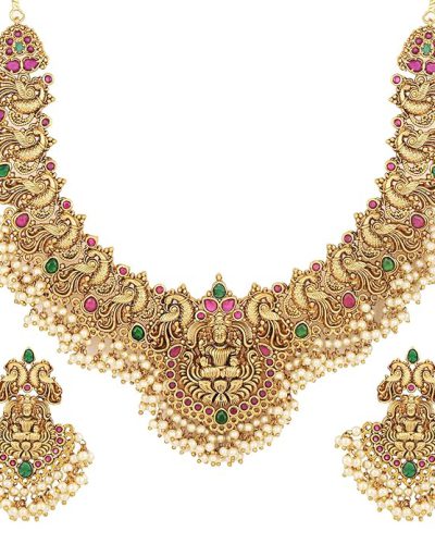 Shining Diva Fashion Latest Stylish Fancy Pearl Choker Traditional Jewellery Set for Women