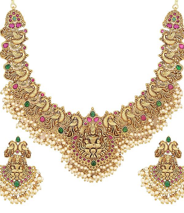 Shining Diva Fashion Latest Stylish Fancy Pearl Choker Traditional Jewellery Set for Women