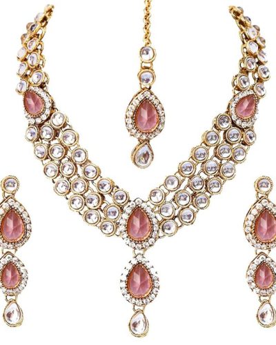 Shining Diva Latest Stylish 18k Gold Plated Traditional Kundan Necklace Jewellery