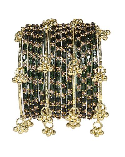 Swara Creations Kashmiri Ghungroo Raindrop Bangles Combo Set