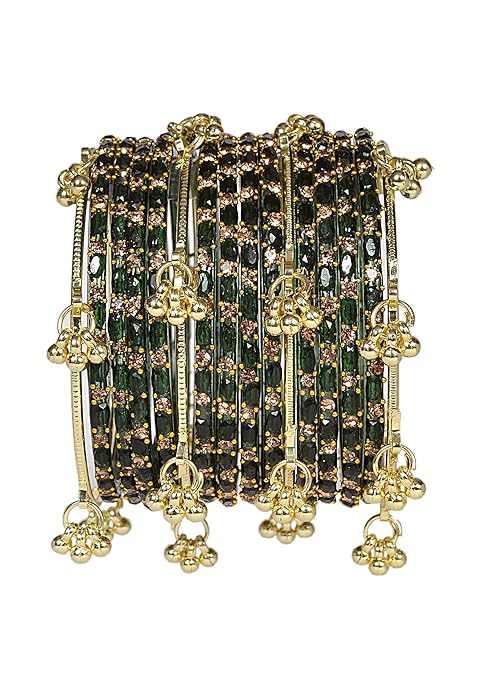 Swara Creations Kashmiri Ghungroo Raindrop Bangles Combo Set