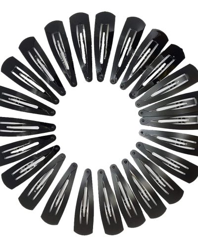 TEMPERIA Tic Tac Hair Clips for Girls (Pack of 24pcs) (5cm) (Matte Black) – Tik Tak…