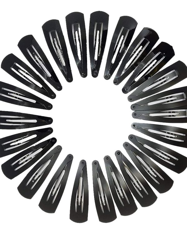 TEMPERIA Tic Tac Hair Clips for Girls (Pack of 24pcs) (5cm) (Matte Black) – Tik Tak…