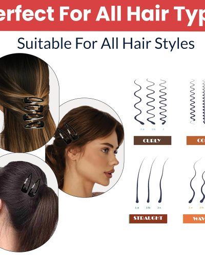 TEMPERIA Tic Tac Hair Clips for Girls (Pack of 24pcs) (5cm) (Matte Black) – Tik Tak…