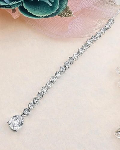 Tanaira Rhodium-Plated Maang Tikka for Women & Girls