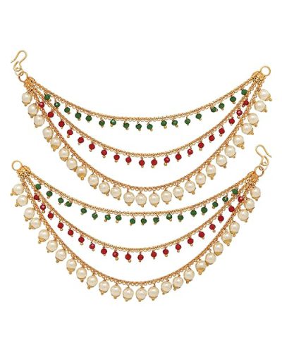 ZENEME Women’s Golden Gold Plated Long Hair Chain Jewellery Earring