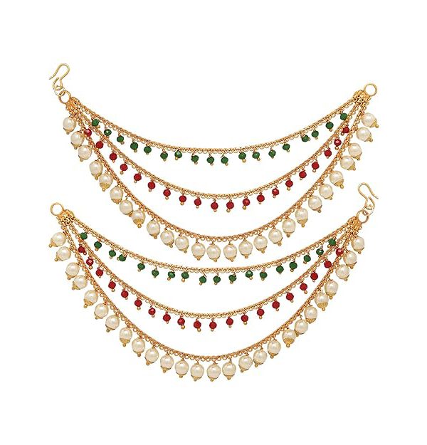 ZENEME Women’s Golden Gold Plated Long Hair Chain Jewellery Earring